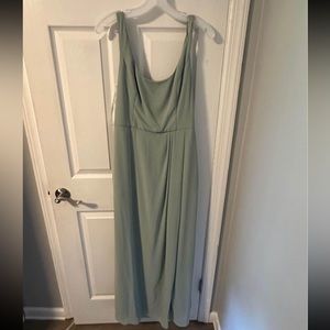 Davids Bridal Long Aline Tank with Tie Bridesmaid Dress